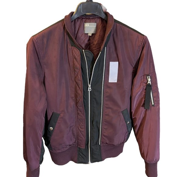 ASOS Design Men's (M) Burgundy Bomber Jacket Double-Front Zip. Retail: $95 - Picture 1 of 9